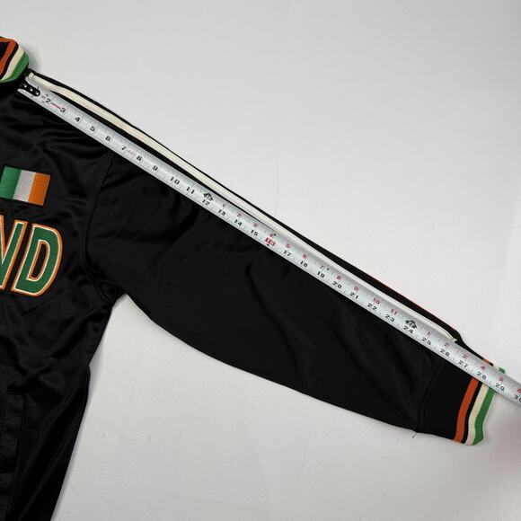 Ireland Track Jacket Mens Large Black Full Zip Irish Flag Stripes GHAST Satin - Picture 8 of 11
